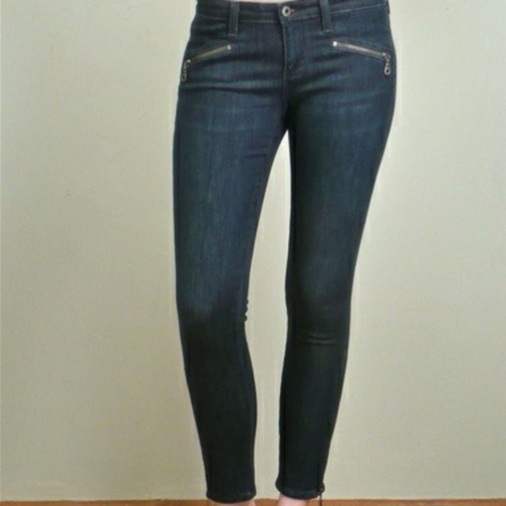 AG Adriano Goldschmied The Zip Skinny Black Mid Rise Ankle Zip Jeans Sz 28R